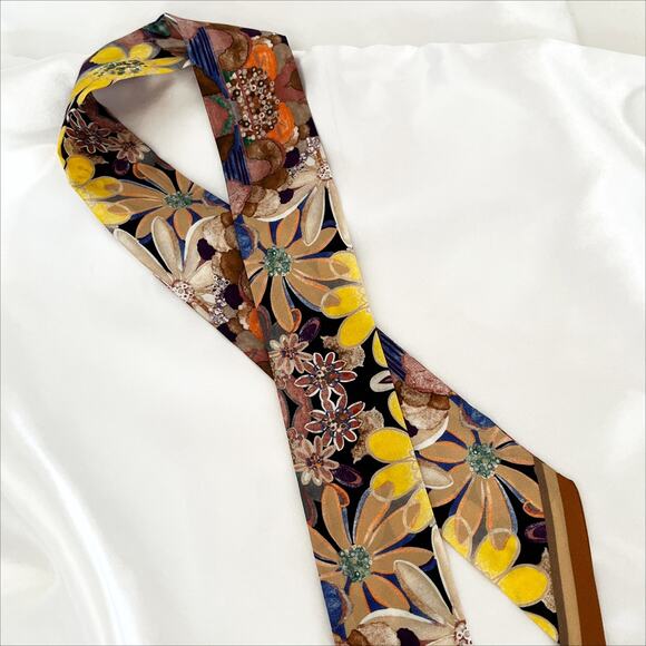 TWILLY Silk Midnight Park Twill Band Headband Scarf - Picture 10 of 11